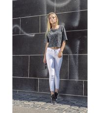 Dámské triko Cropped, prané kyselinou Ladies´ Acid Washed Cropped Tee Build Your Brand Teal Black