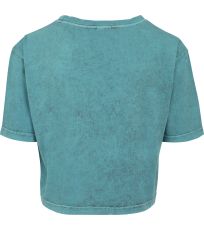 Dámské triko Cropped, prané kyselinou Ladies´ Acid Washed Cropped Tee Build Your Brand Teal Black